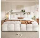 TavilaEcon Polsterbett 180x200 Beige Grau mit Stauraum & USB Bild 1