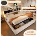 TavilaEcon Polsterbett 180x200 Beige Grau mit Stauraum & USB Bild 5