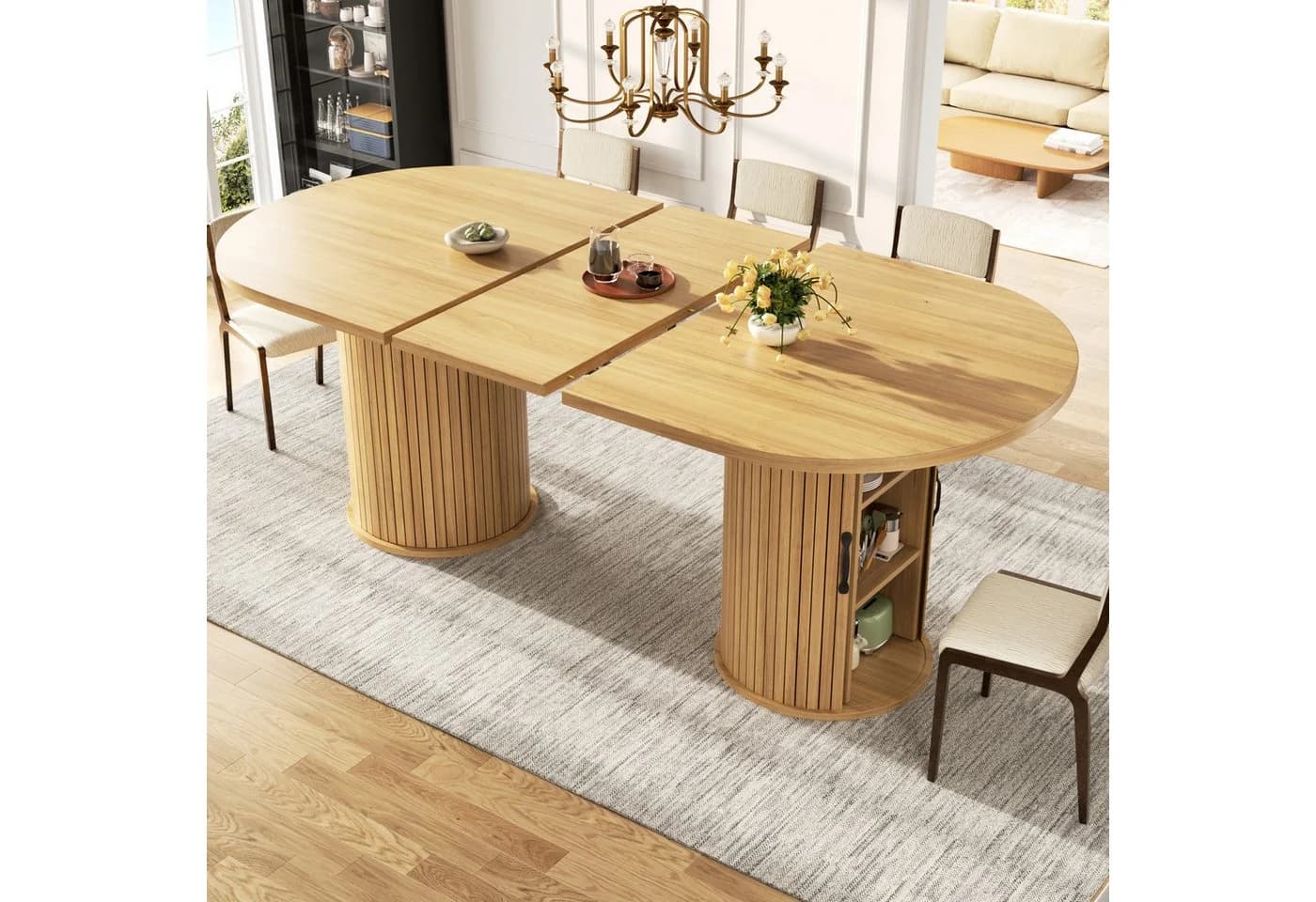 Ulife Esstisch Ausziehbar mit Stauraum Braun/Schwarz - Bild 4