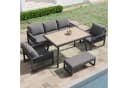 TavilaEcon Gartenlounge-Set 5-tlg. Grau Metall & Glas Bild 1