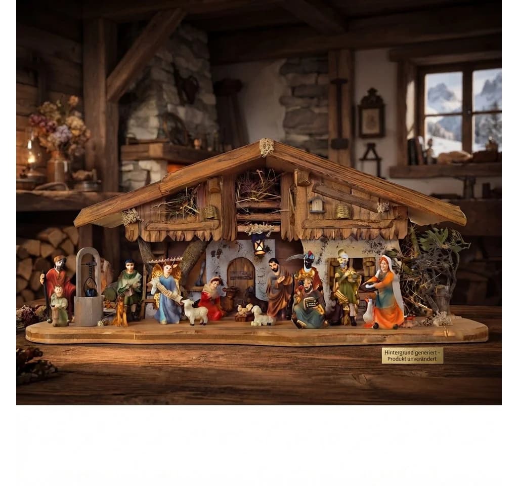 Krippenursel Weihnachtskrippe Thun 17-tlg. Handbemalte Figuren - Bild 2