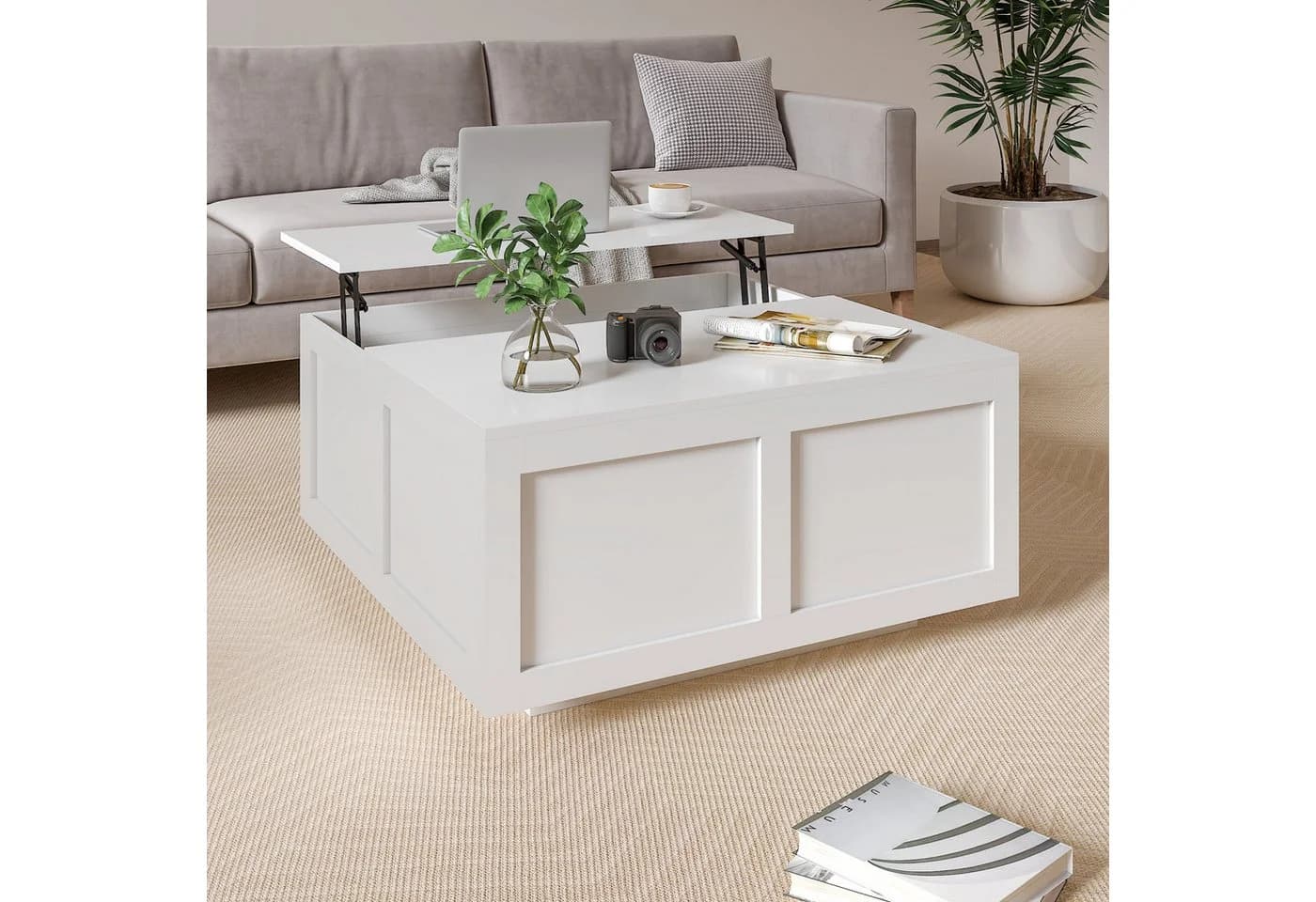 radelldar Höhenverstellbarer Couchtisch Schwarz mit Stauraum - Bild 4