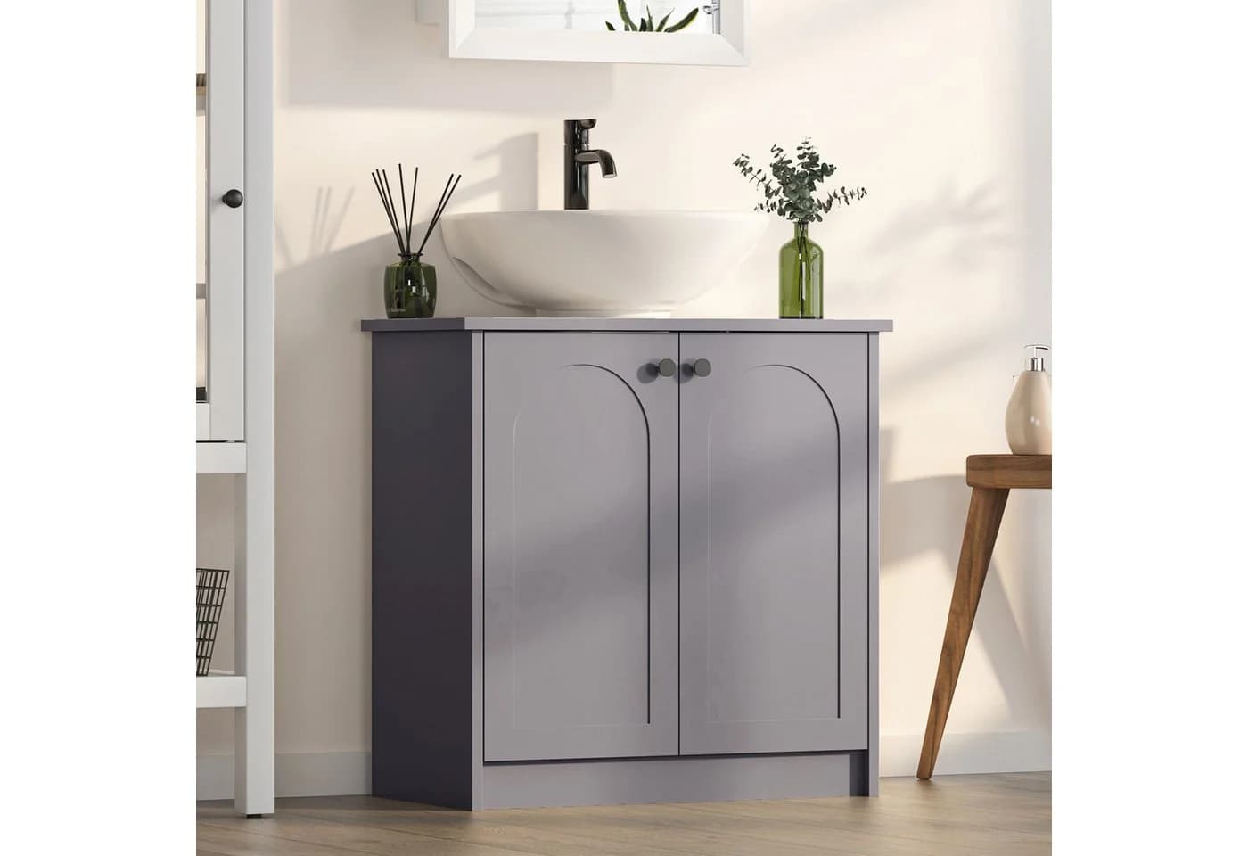 radelldar Waschbeckenunterschrank Grau U-Form 2 Türen - Bild 2