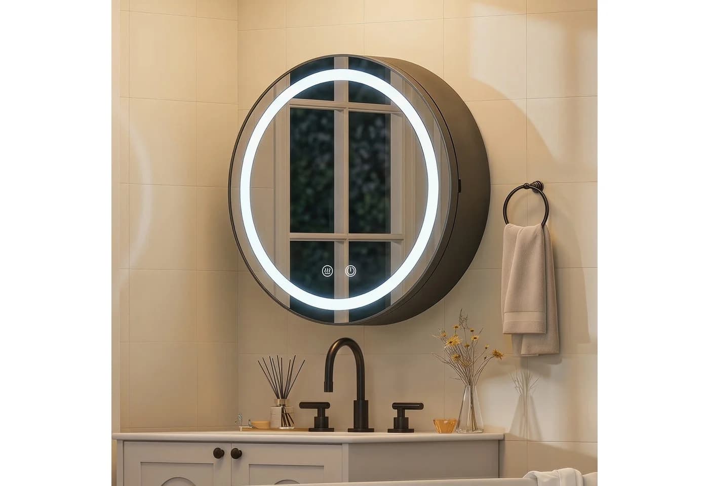 radelldar Runder Spiegelschrank mit LED-Beleuchtung und Anti-Beschlag-Funktion - Bild 3