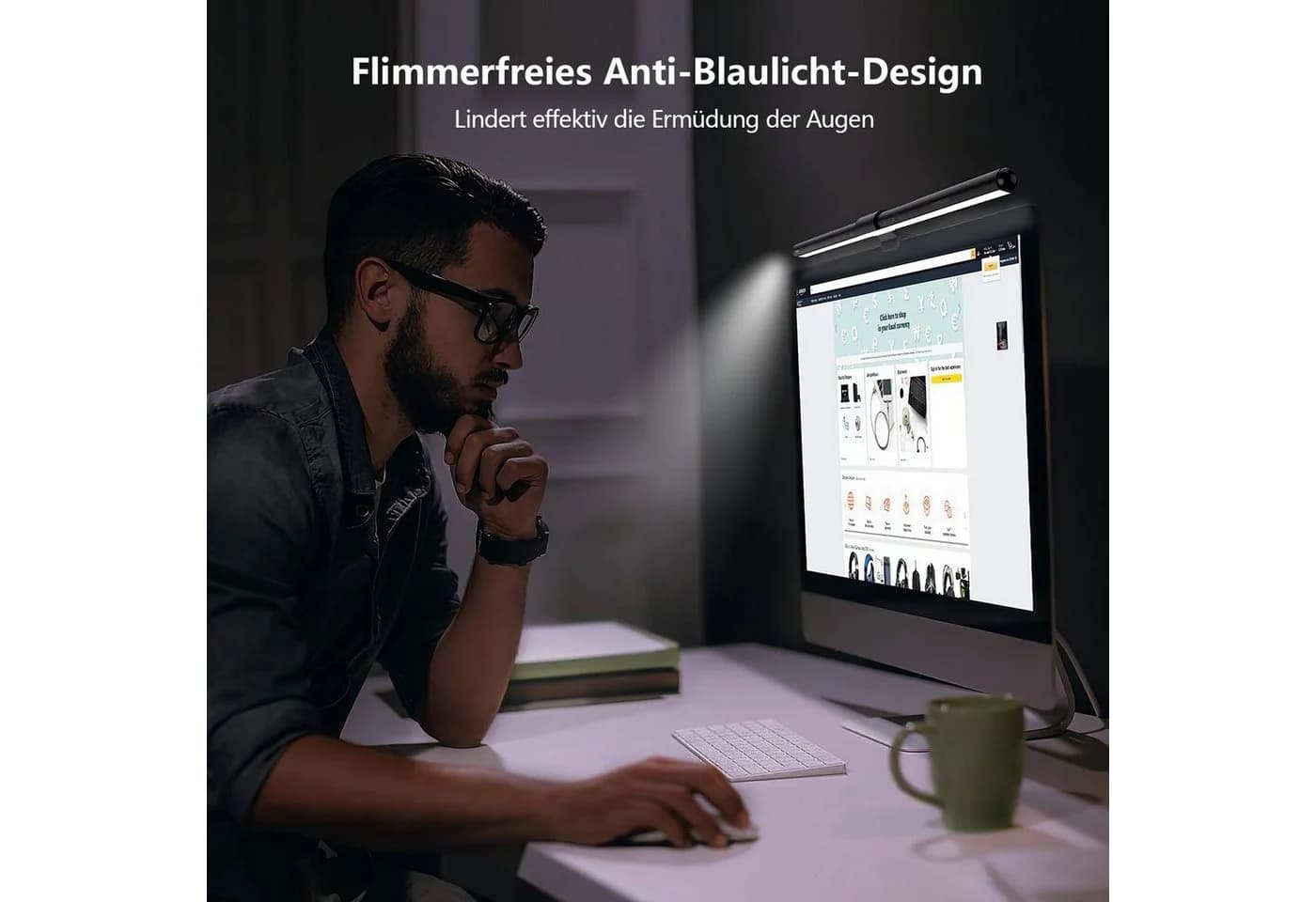 Quntis Klemmleuchte 40cm Monitor Lampe USB LED Dimmbar Tageslichtweiß