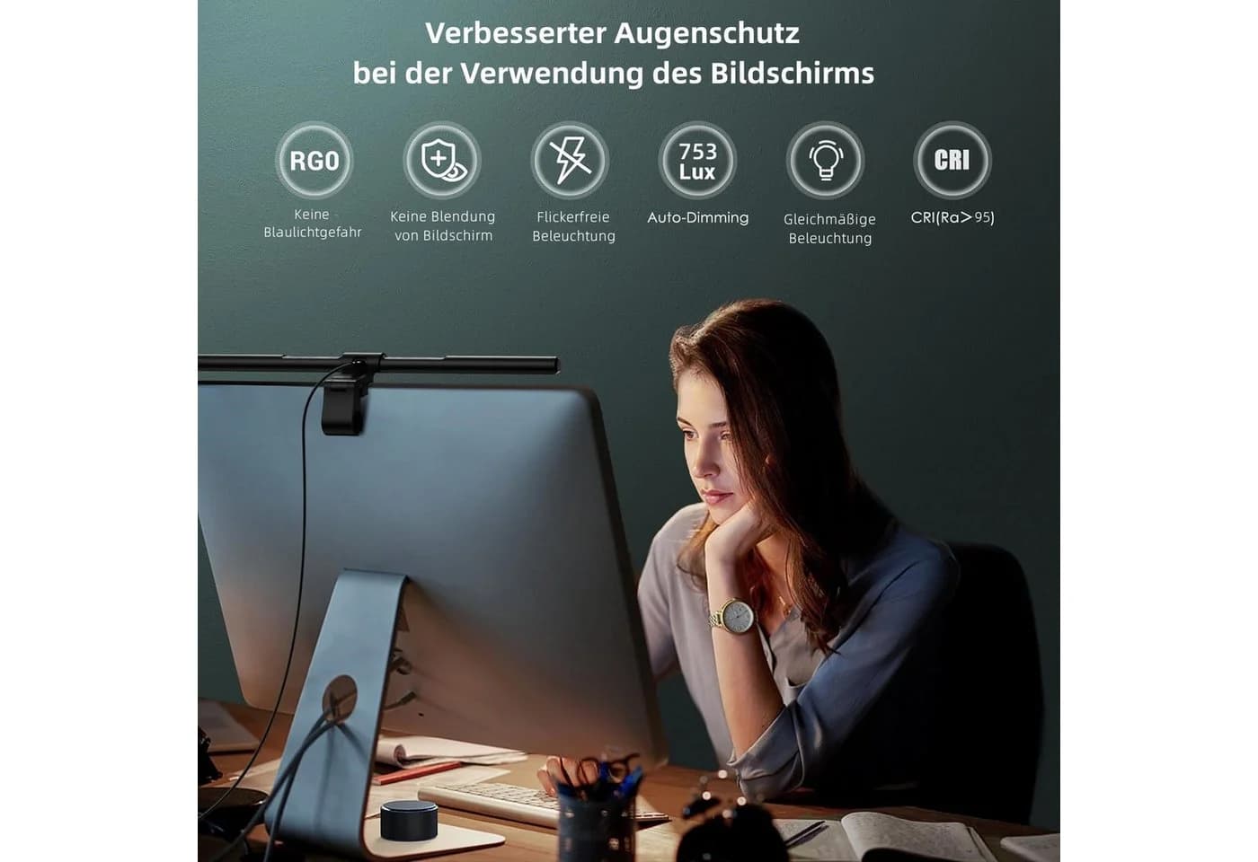 Quntis LED Schreibtischlampe 52cm PRO Bildschirmlampe USB-Betrieben - Bild 5