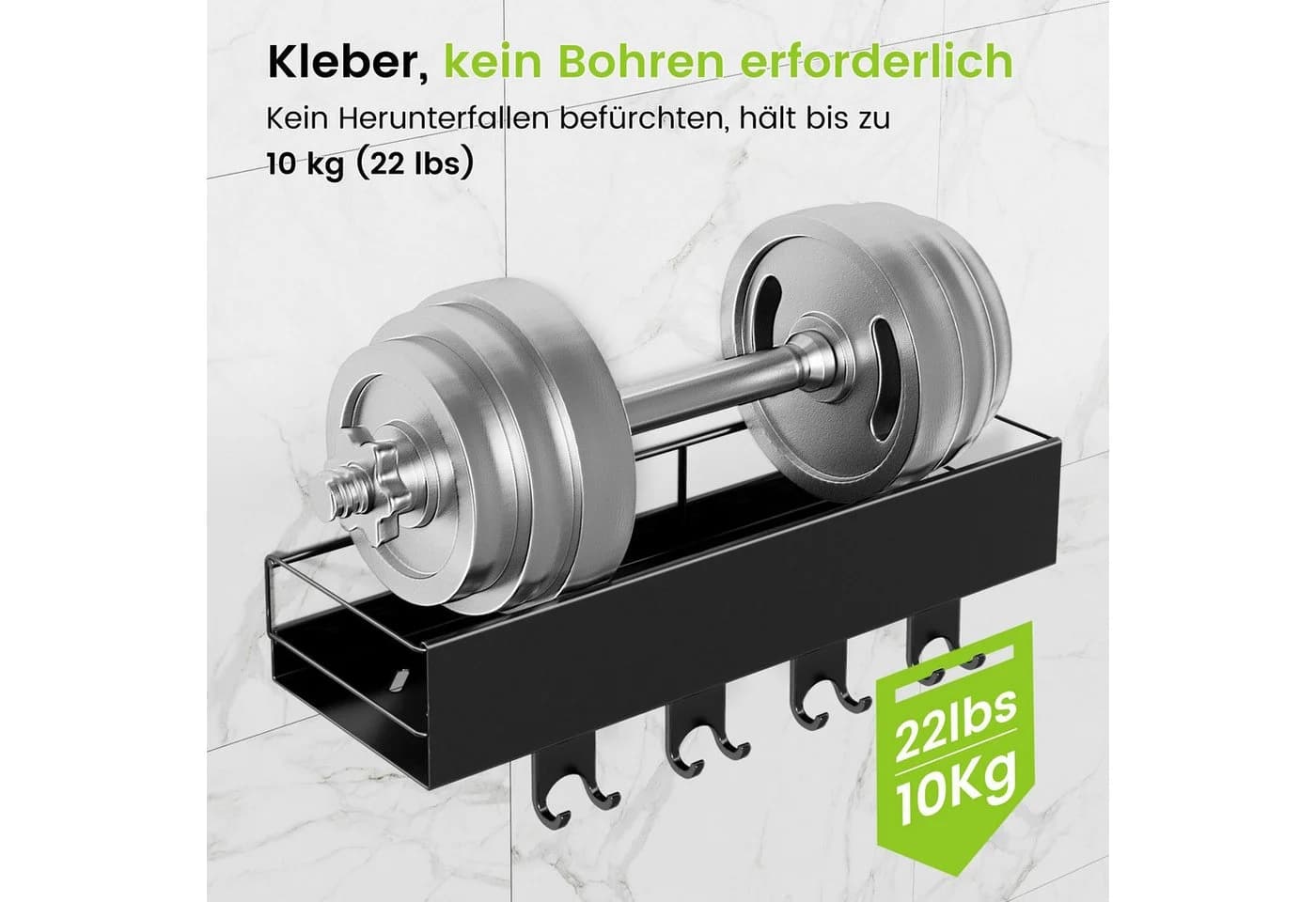 Elegear Duschablage 5er Set Edelstahl Badezimmer Regal Organizer Schwarz - Bild 4