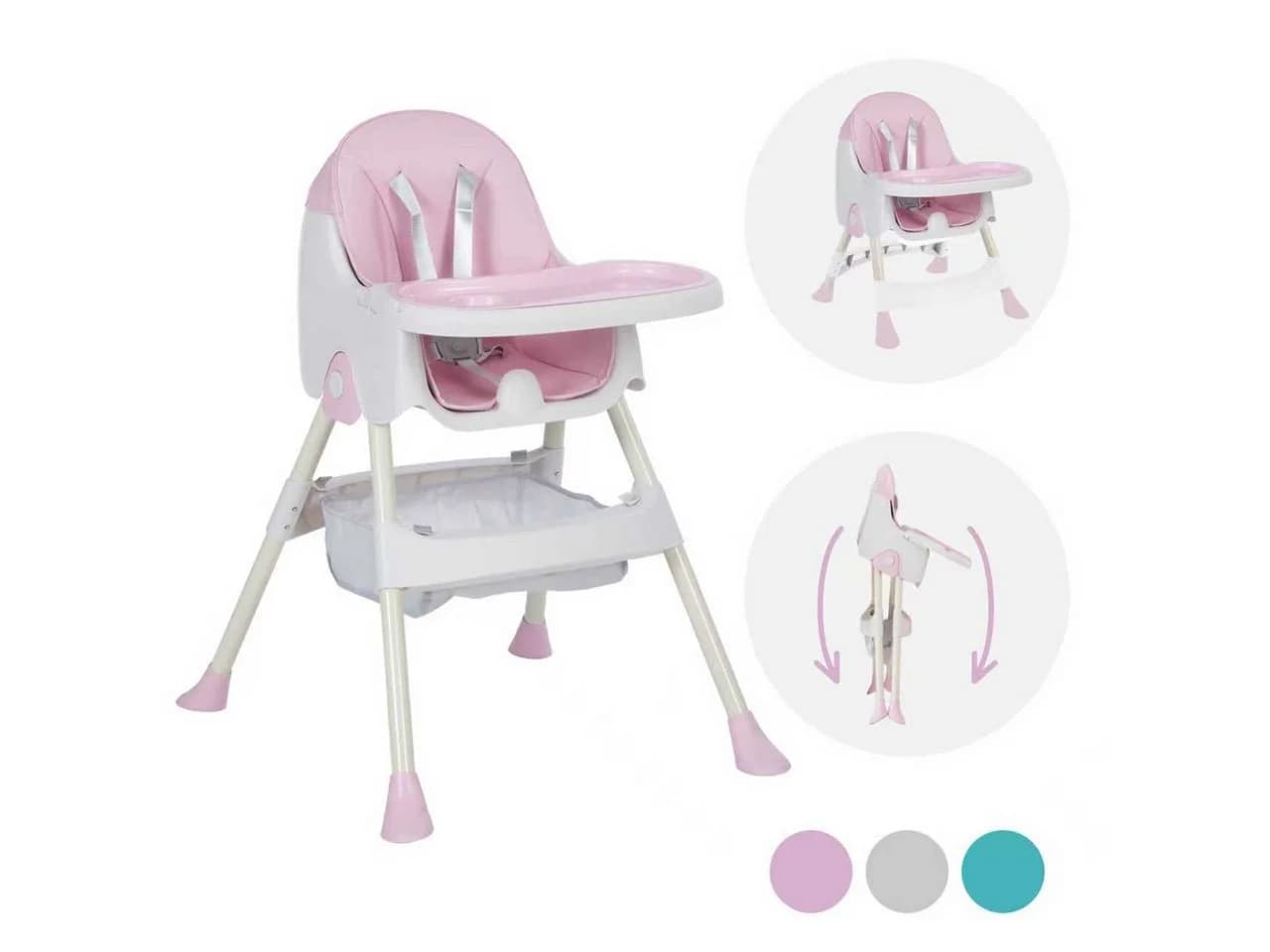 FOXSPORT Kinderklappstuhl 2 in 1 Babystuhl Kombiessstuhl Rosa - Bild 2