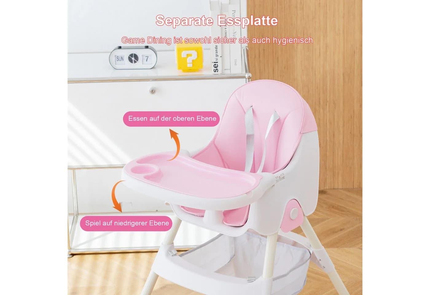FOXSPORT Kinderklappstuhl 2 in 1 Babystuhl Kombiessstuhl Rosa - Bild 5