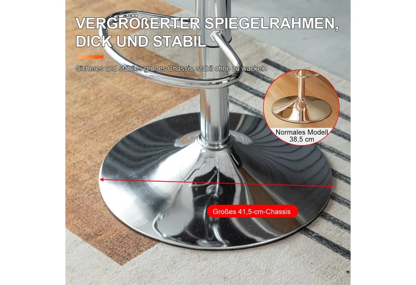 FOXSPORT Barhocker Höhenverstellbar, 360° drehbar Schwarz - Bild 3