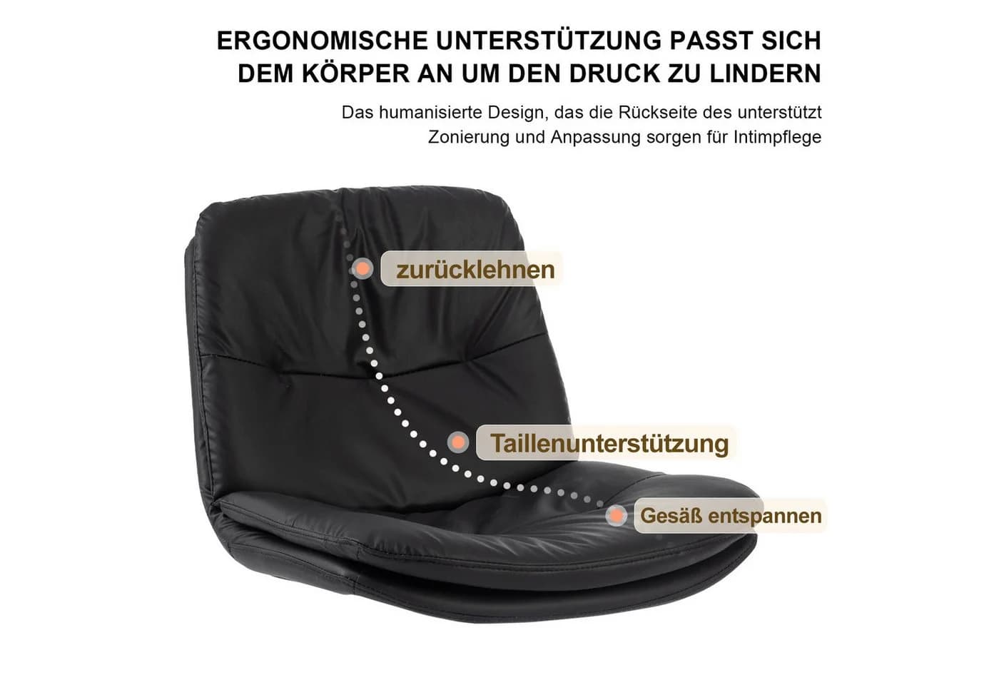 FOXSPORT Drehstuhl mit Rollen ohne Armlehnen, höhenverstellbar, 360° drehbar, Ergonomische Unterstützung - Bild 3