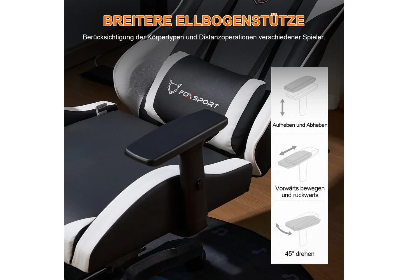 IKIDO Gaming-Stuhl PC-Bürostuhl Ergonomisch 200 kg 150° Rückenlehne