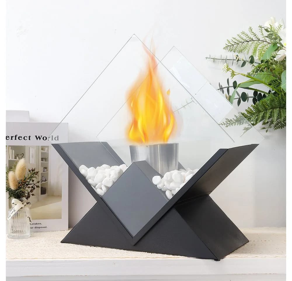 JHY DESIGN Tisch-Feuerschale 37cm Schwarz Bioethanol - Bild 3