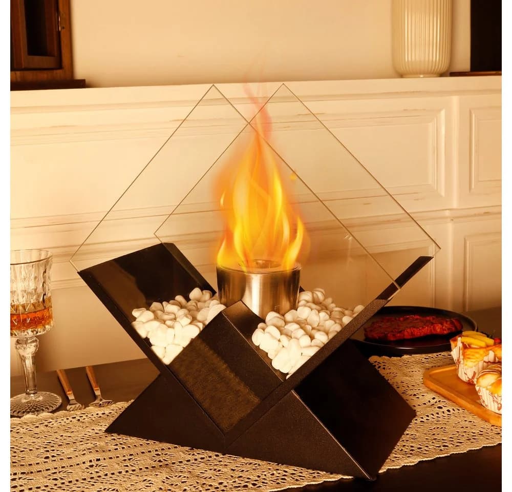 JHY DESIGN Tisch-Feuerschale 37cm Schwarz Bioethanol - Bild 4