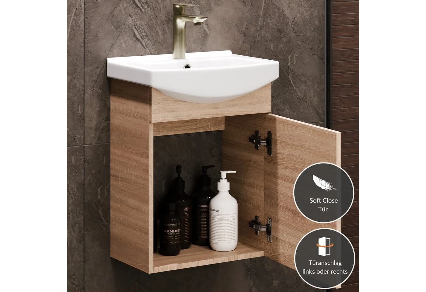 Planetmöbel Waschtischunterschrank 45cm Sonoma Eiche - Bild 3