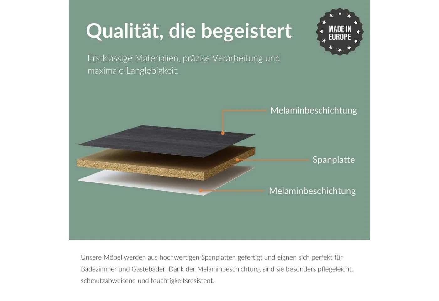 Planetmöbel Waschtisch Unterschrank mit Waschbecken Anthrazit - Bild 5