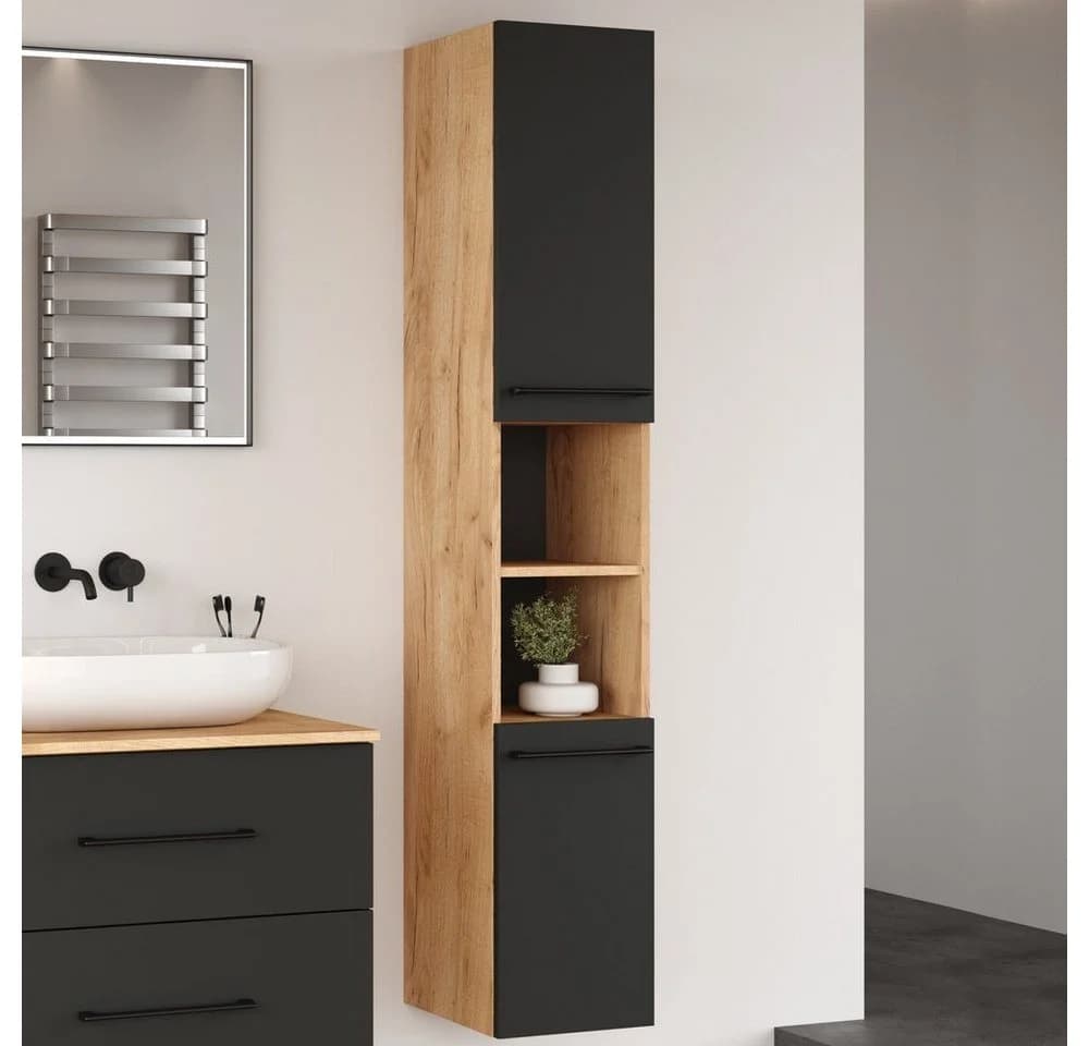 Planetmöbel Hochschrank LUX Gold Eiche / Anthrazit 30 cm - Bild 5