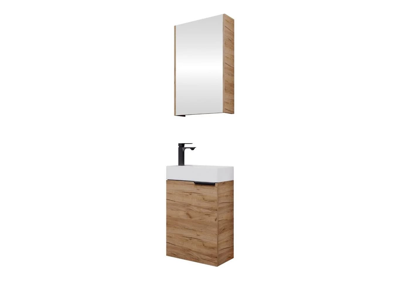 Planetmöbel Badmöbel-Set 40 cm Gold-Eiche mit Spiegelschrank - Bild 2