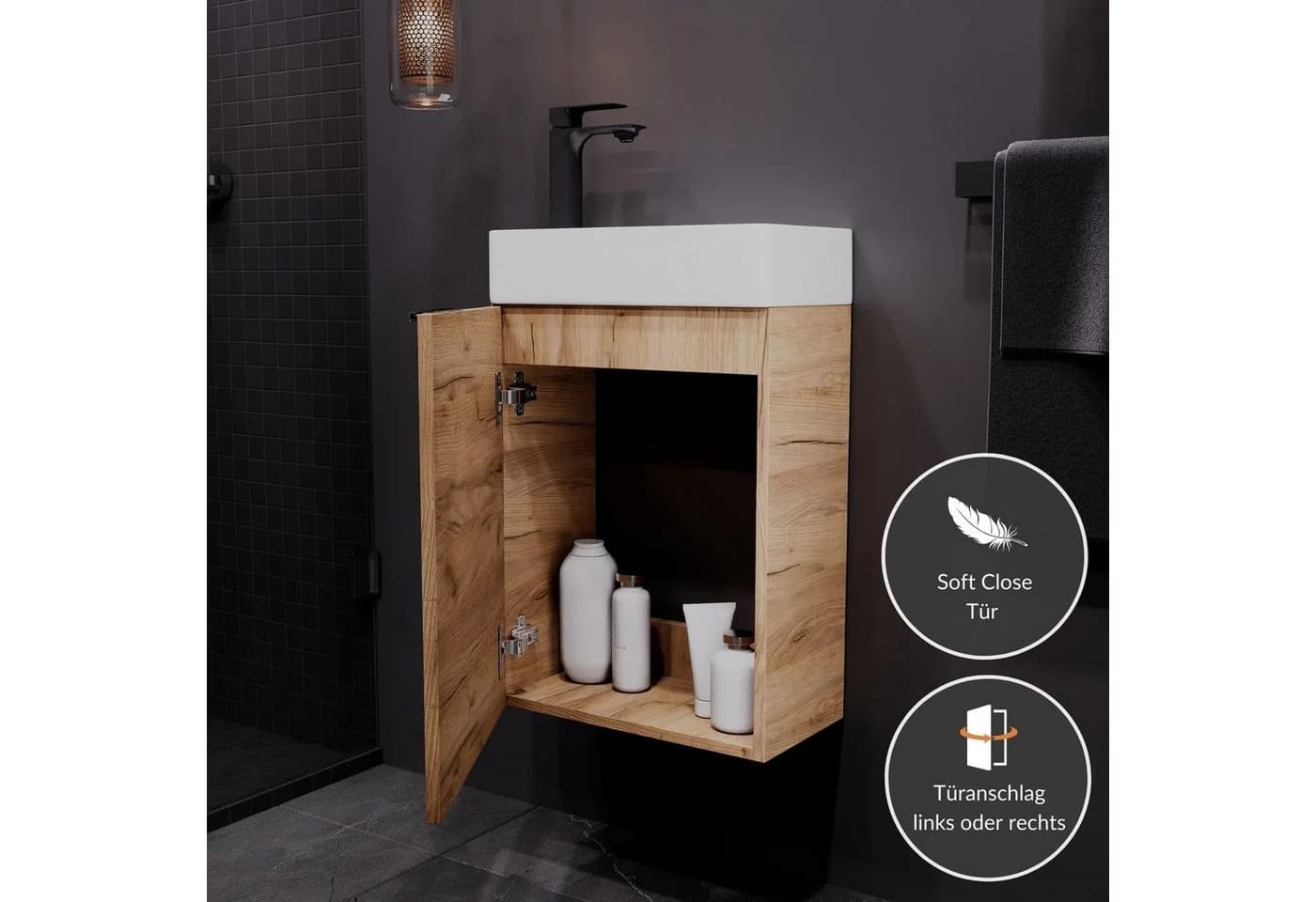 Planetmöbel Waschtisch-Set Compact 40cm mit Unterschrank und Armatur - Bild 3