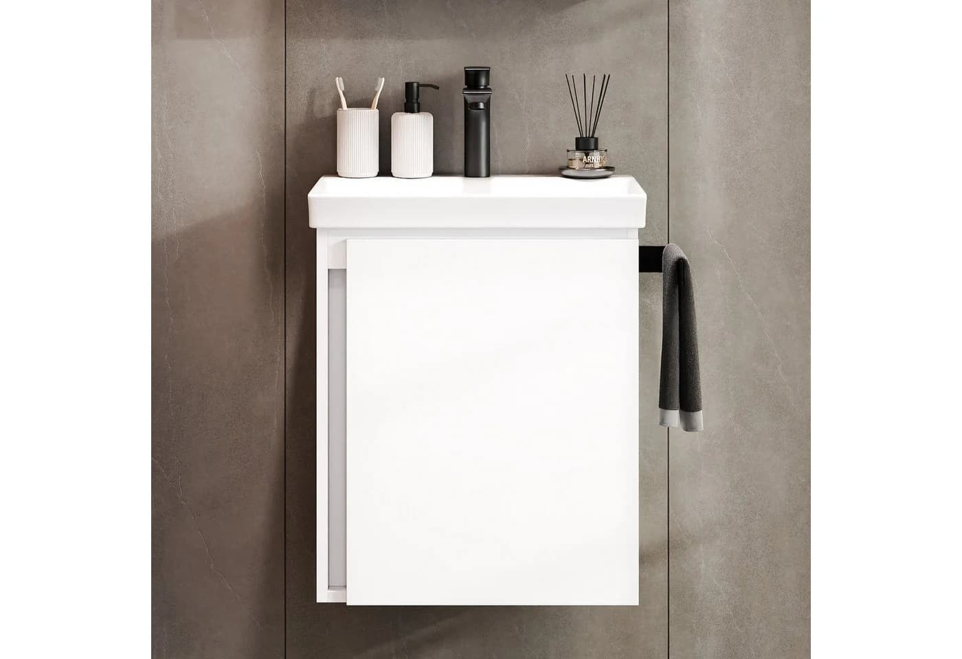 Planetmöbel Waschtisch-Set Unterschrank mit Waschbecken 50cm Weiß mit Armatur - Bild 3