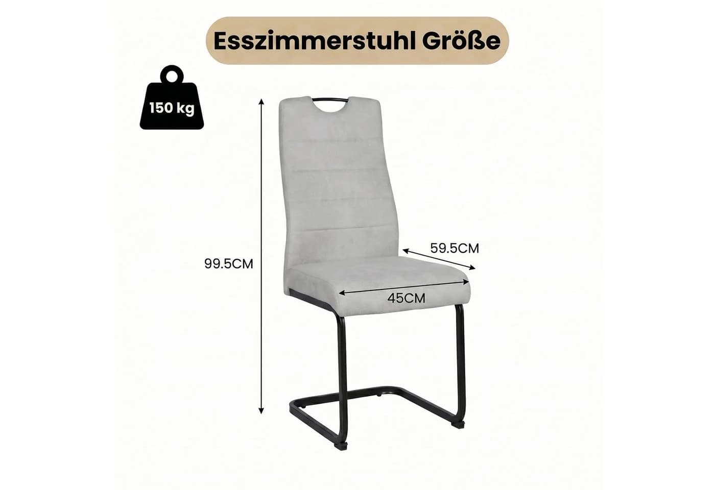 Jiexi Esszimmerstuhl Grau Moderner Freischwinger mit hoher Rückenlehne - Bild 4