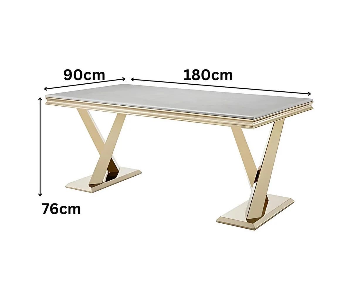 alesvelt Esstisch Ferrara Marmoroptik Gold/Silber 180cm - Bild 3