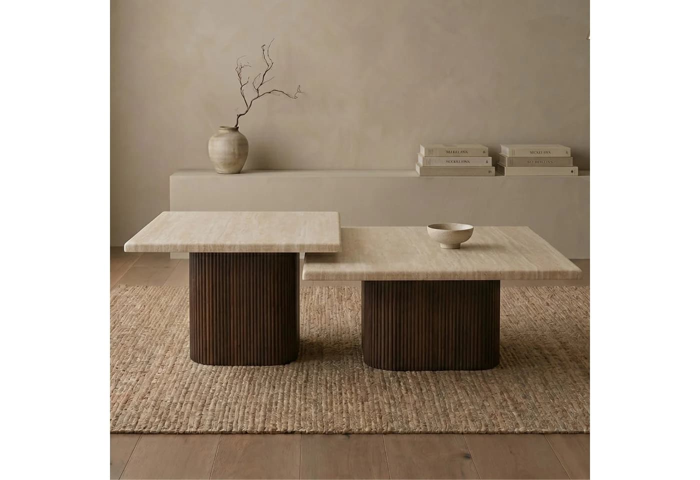 alesvelt Couchtisch-Set Alviano Travertin-Look 2er Set - Bild 2