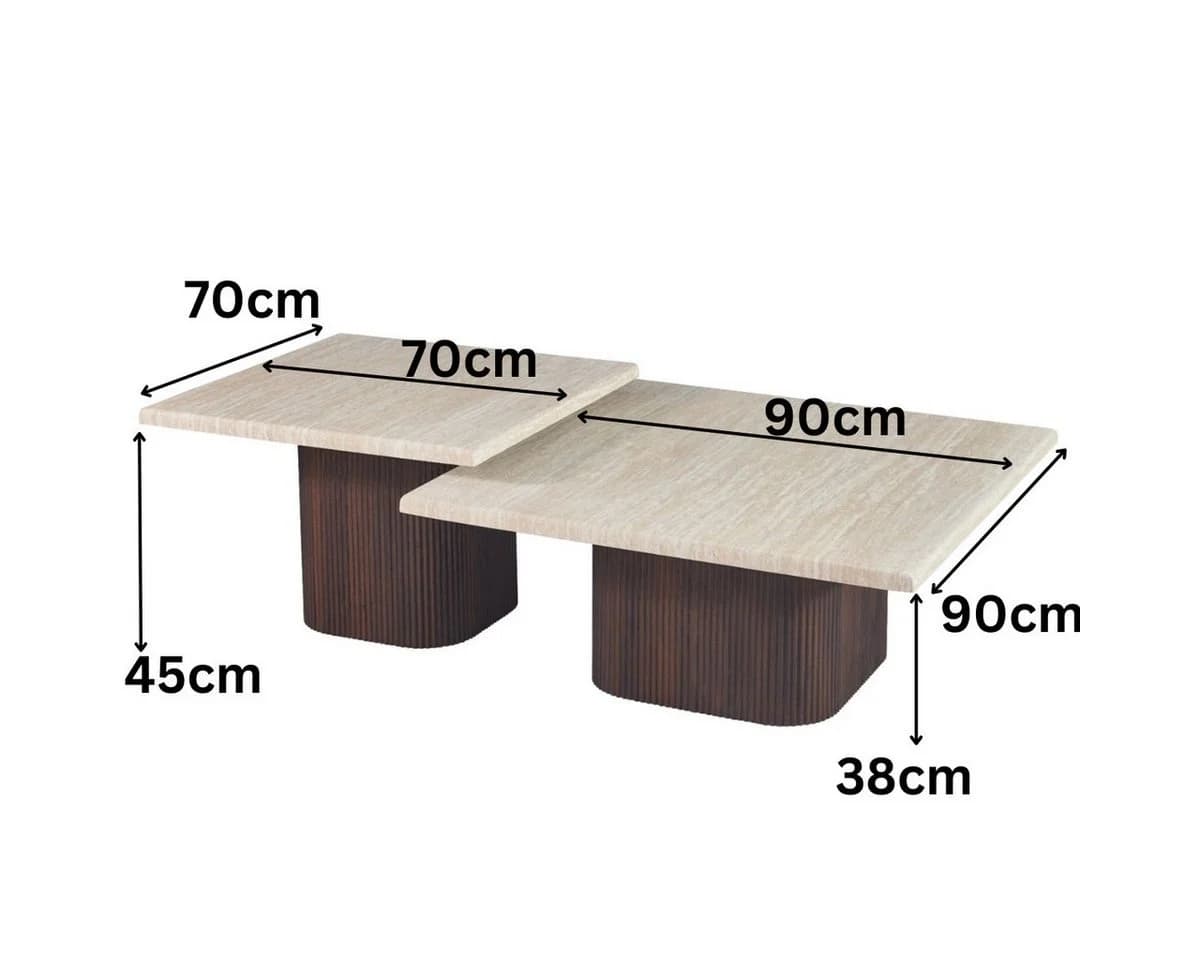 alesvelt Couchtisch-Set Alviano Travertin-Look 2er Set - Bild 3