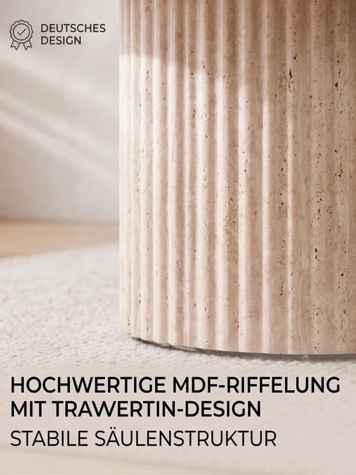 alesvelt Couchtisch 2er-Set Trivento Travertin-Design Rund - Bild 5