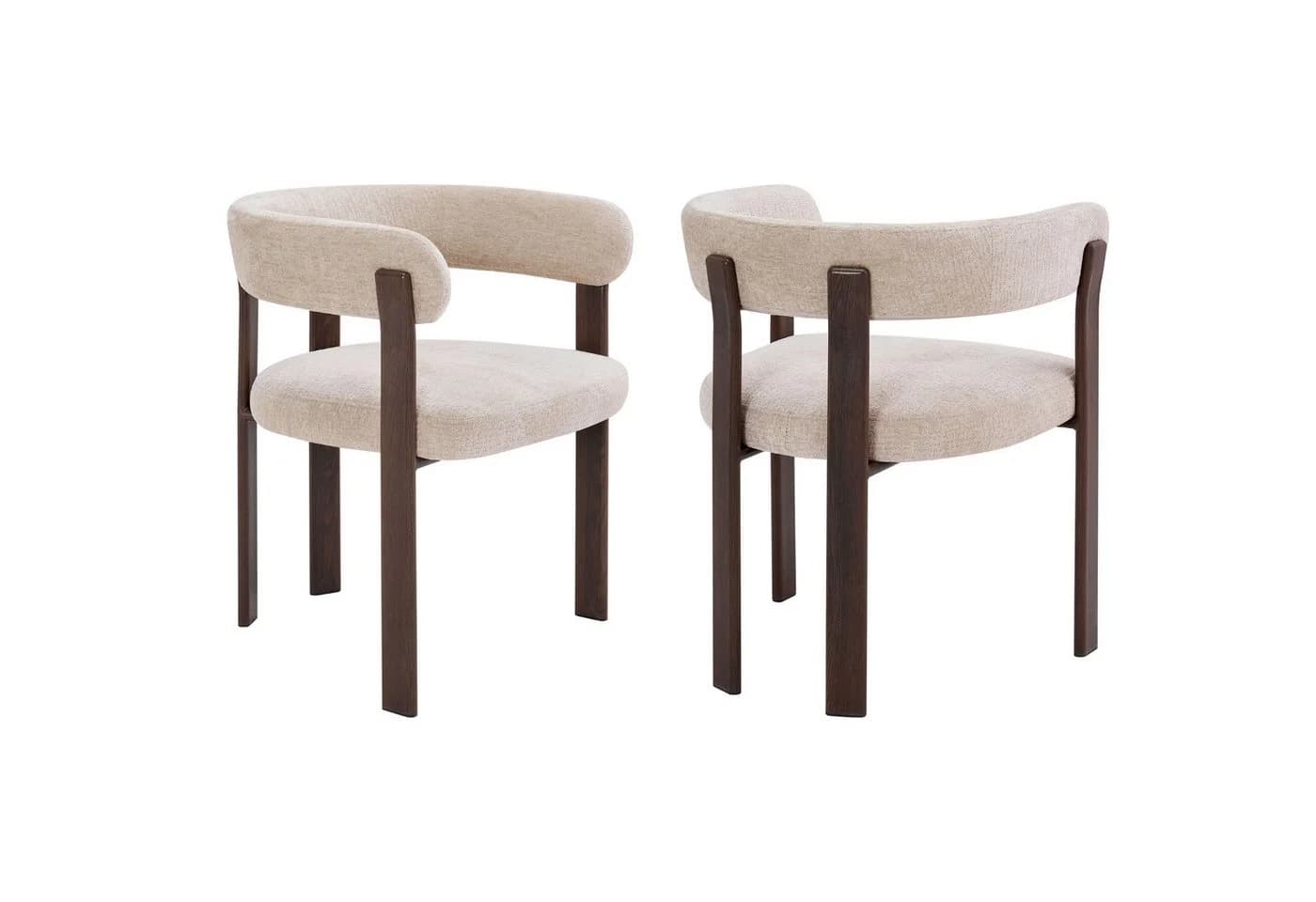 alesvelt Esszimmerstuhl Rick mit Armlehne gepolstert Beige/Cappuccino - Bild 5