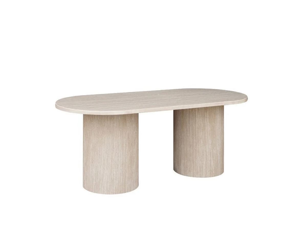 alesvelt Esstisch Trivento Oval Beige Travertin-Optik Säulenstil