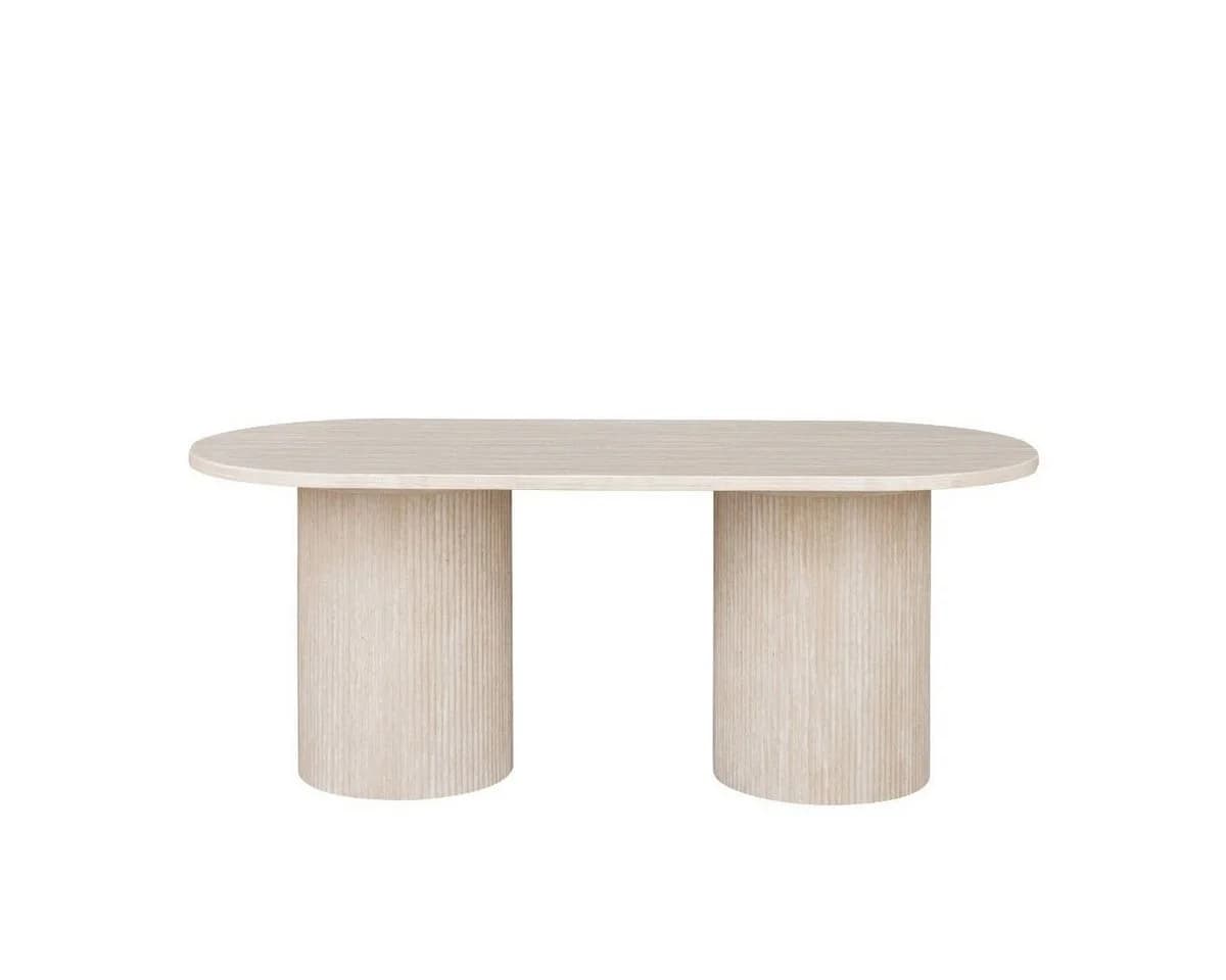 alesvelt Esstisch Trivento Oval Beige Travertin-Optik Säulenstil - Bild 3