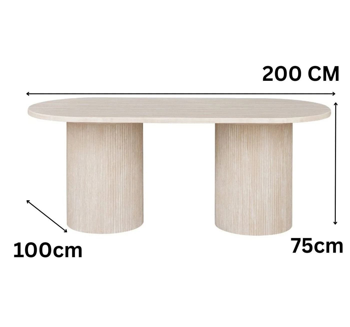 alesvelt Esstisch Trivento Oval Beige Travertin-Optik Säulenstil - Bild 4