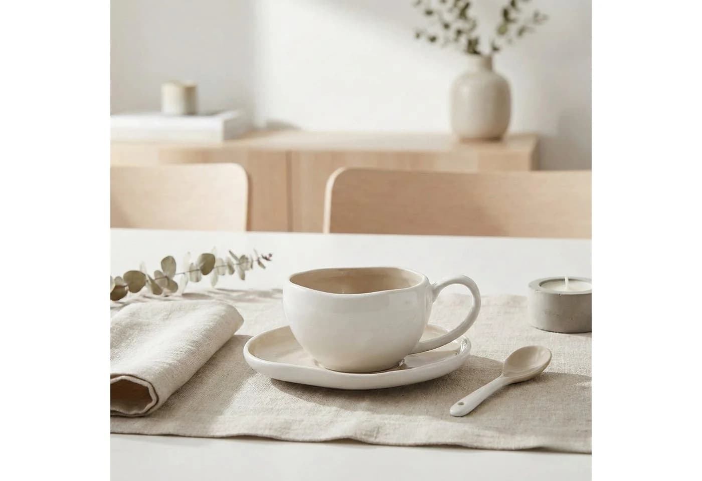 Bricard Kaffeeservice BARLES 12-teilig Weiß/Taupe Porzellan