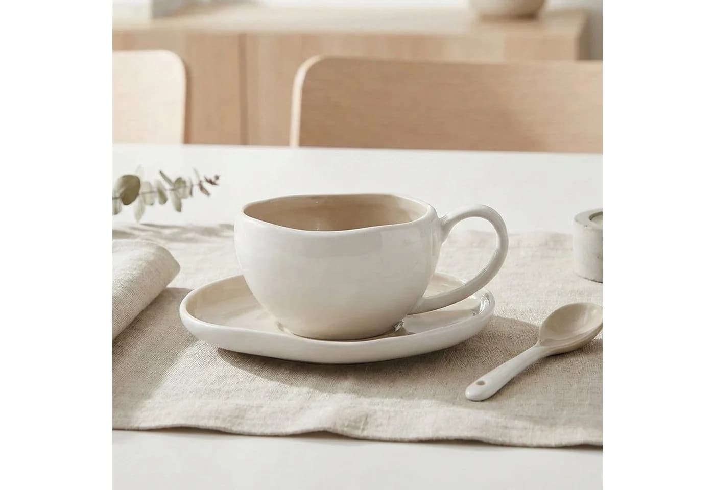 Bricard Kaffeeservice BARLES 12-teilig Weiß/Taupe Porzellan - Bild 2