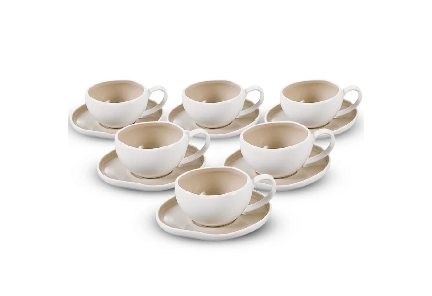 Bricard Kaffeeservice BARLES 12-teilig Weiß/Taupe Porzellan - Bild 4