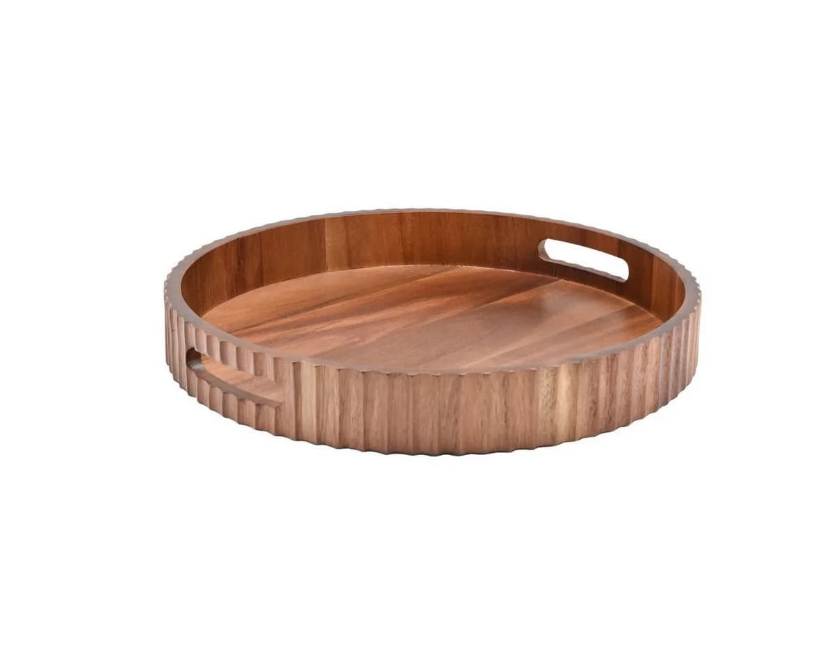 Bricard Serviertablett Rund Massivholz Akazien 35,5 cm Braun