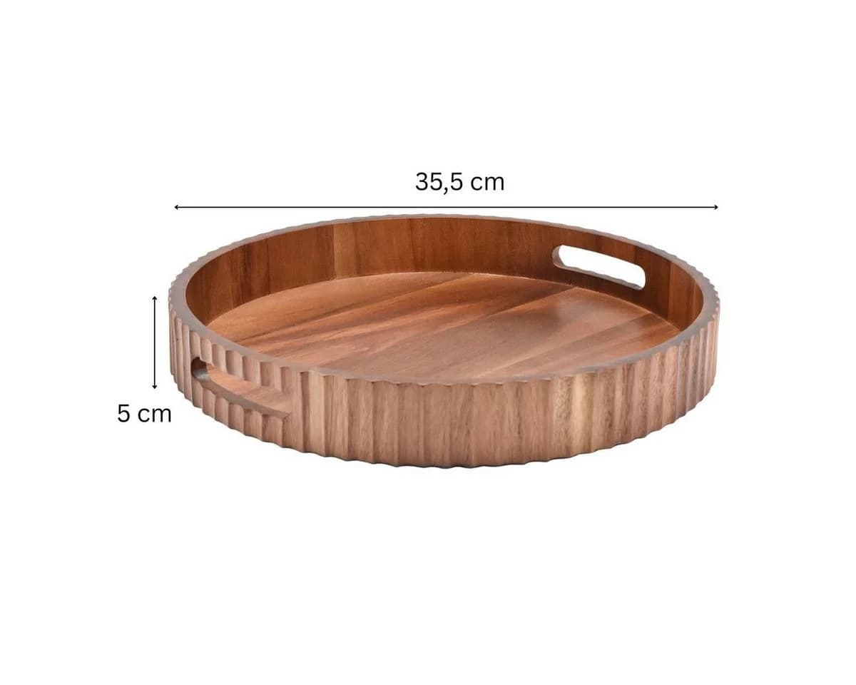 Bricard Serviertablett Rund Massivholz Akazien 35,5 cm Braun - Bild 3