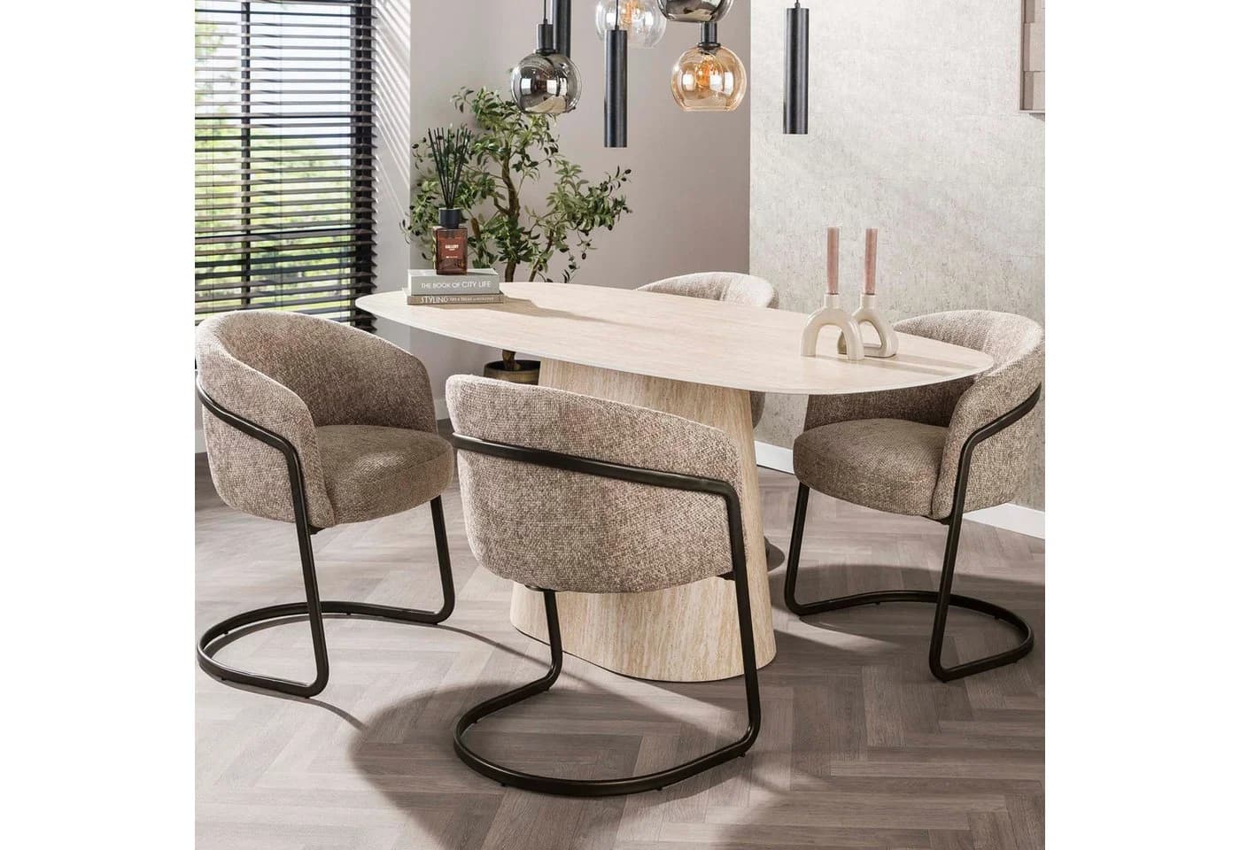 alesvelt Esstisch CENTRO TRAVERTINO Dänisch-Oval Keramik Beige - Bild 2