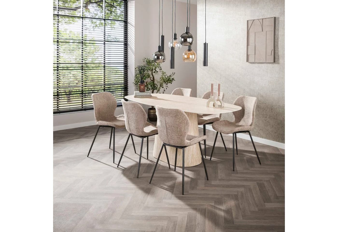 alesvelt Esstisch CENTRO TRAVERTINO Dänisch-Oval Keramik Beige - Bild 3
