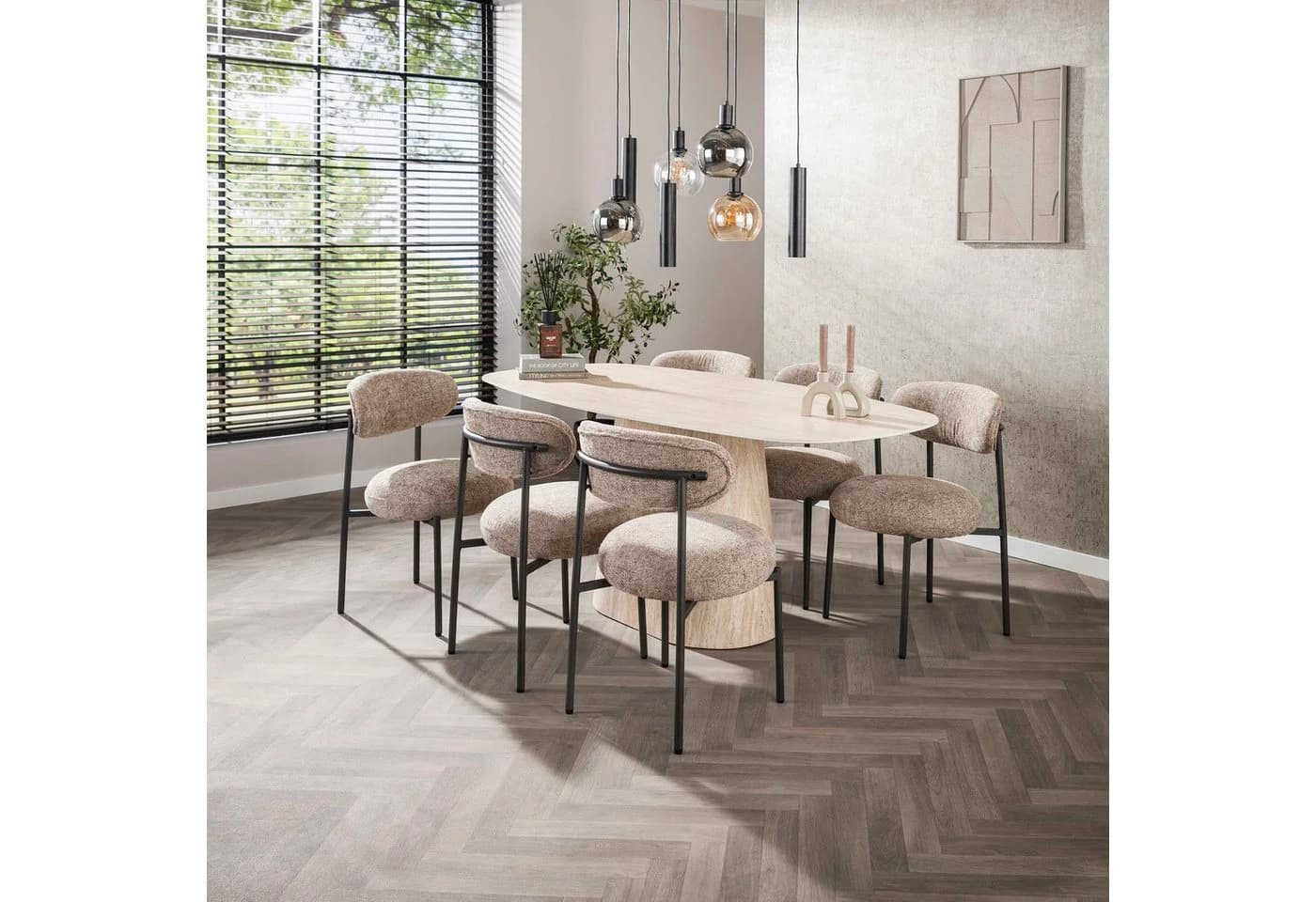 alesvelt Esstisch CENTRO TRAVERTINO Dänisch-Oval Keramik Beige - Bild 4