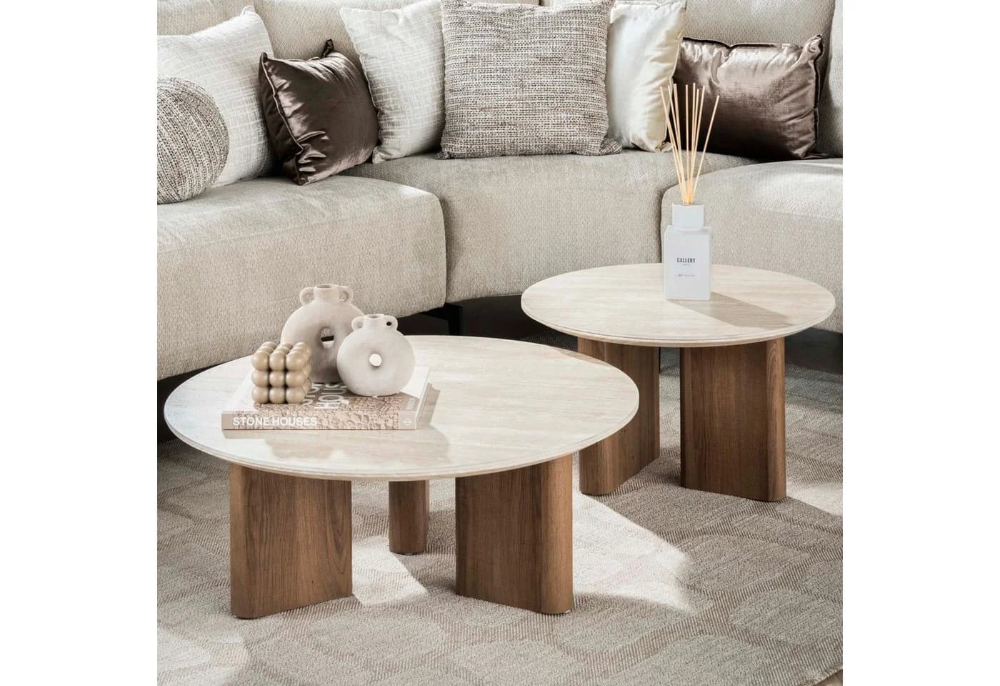 Couchtisch Set ROMANO SCULTURA - Keramik & Holz - Bild 2
