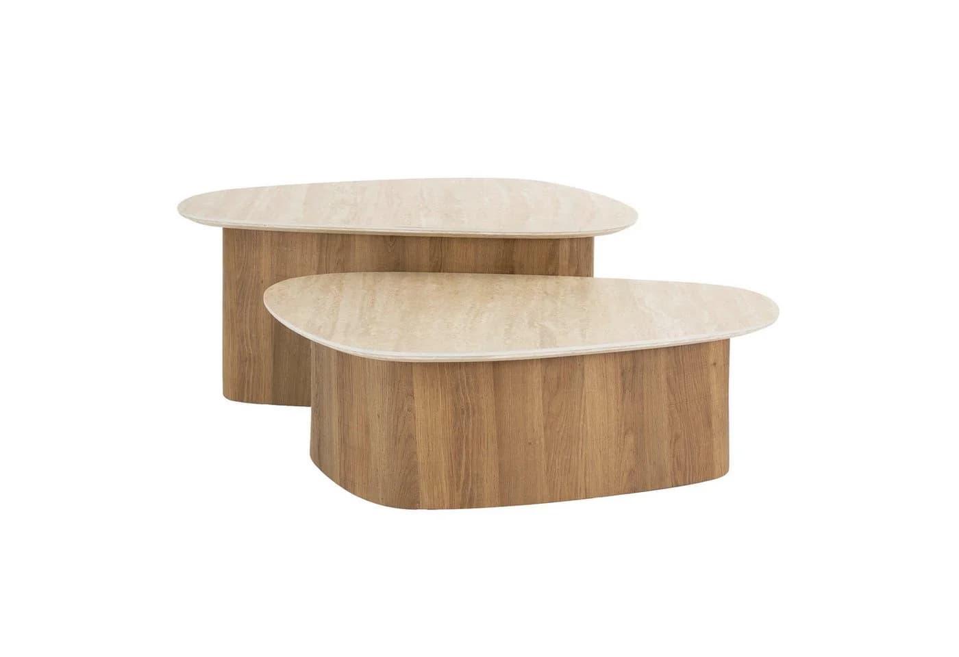Couchtisch Set Romano Triangolo Travertin-Optik Eiche - Bild 5