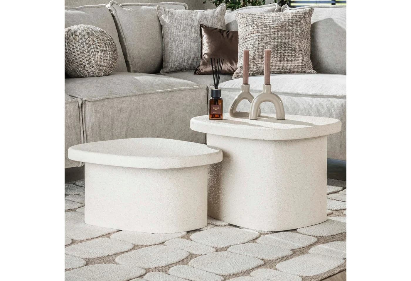 alesvelt Couchtisch Set STONE ORGANICO 2-teilig Marmor-Verbundstoff - Bild 2