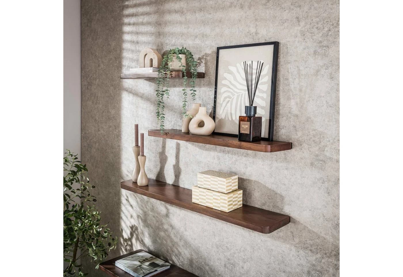 alesvelt Wandregal CARVE DRIFTWOOD Massivholz Braun Soft-Edge - Bild 3