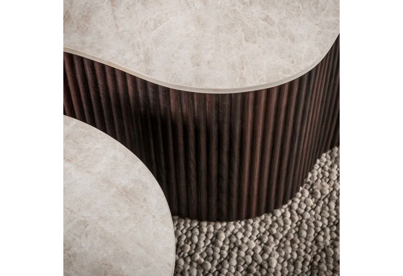 alesvelt CERAMO GRANDE Couchtisch Set 2-teilig 3D-Keramik Travertin-Optik - Bild 4