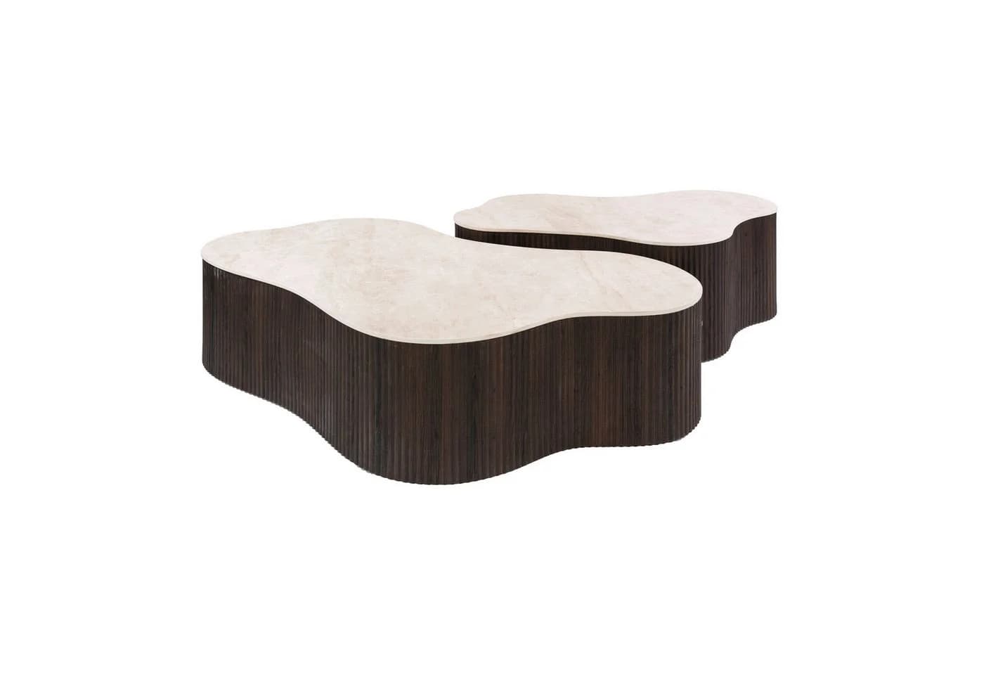 alesvelt CERAMO GRANDE Couchtisch Set 2-teilig 3D-Keramik Travertin-Optik - Bild 5