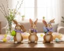 MF Osterfigur Osterhase Lino 3er Set stehend Dekofiguren mit Schleife Bild 1