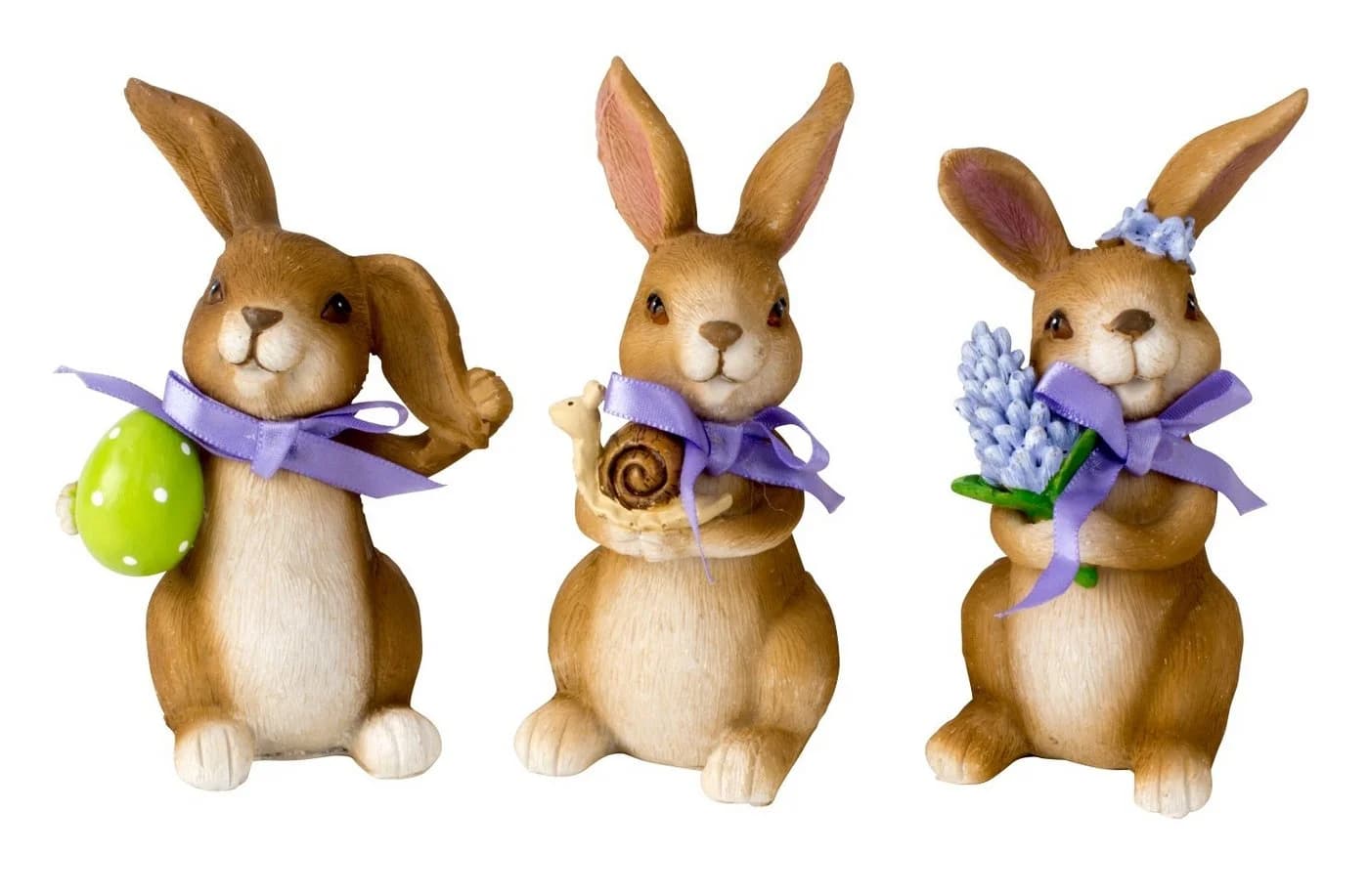 MF Osterfigur Osterhase Lino 3er Set stehend Dekofiguren mit Schleife - Bild 2