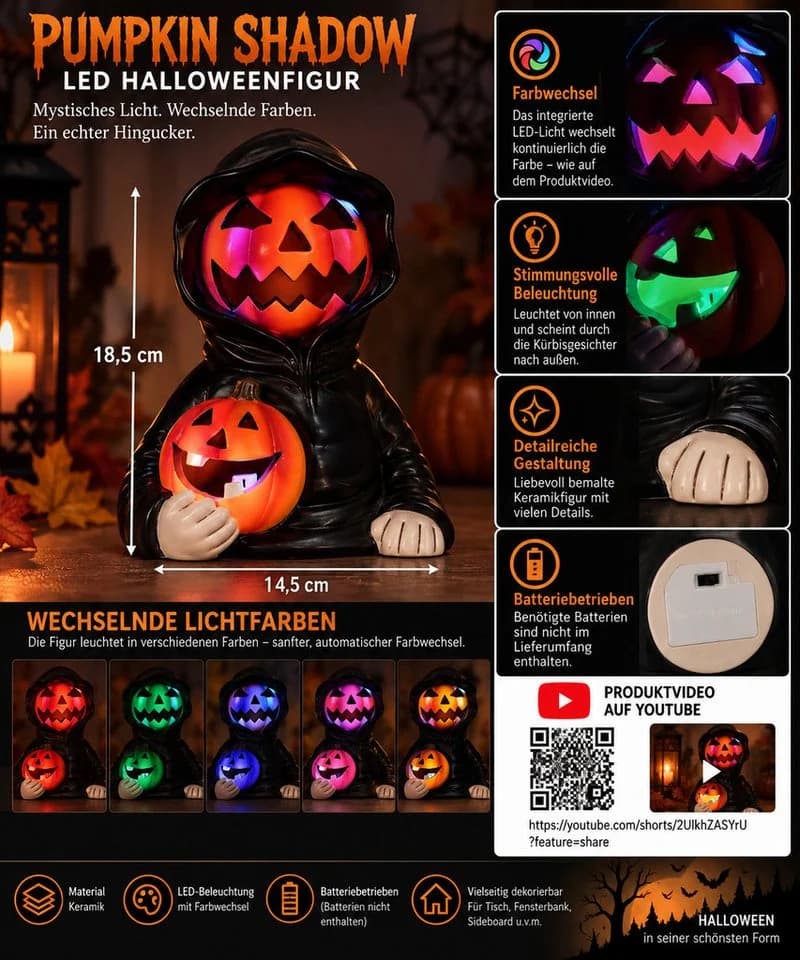 Mel-O-Design LED Dekofigur Pumpkin Shadow mit Farbwechsel - Bild 3